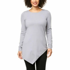 Best Pirce ❤️ Colleen Lopez Collection Colleen Lopez Boat-Neck Tunic With Asymmetric Pointed Front Sleet 👏