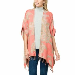 Best Sale ๐คฉ Colleen Lopez Collection "As Is" Colleen Lopez Paisley Jacquard Ruana With Fringe Trim โค๏ธ