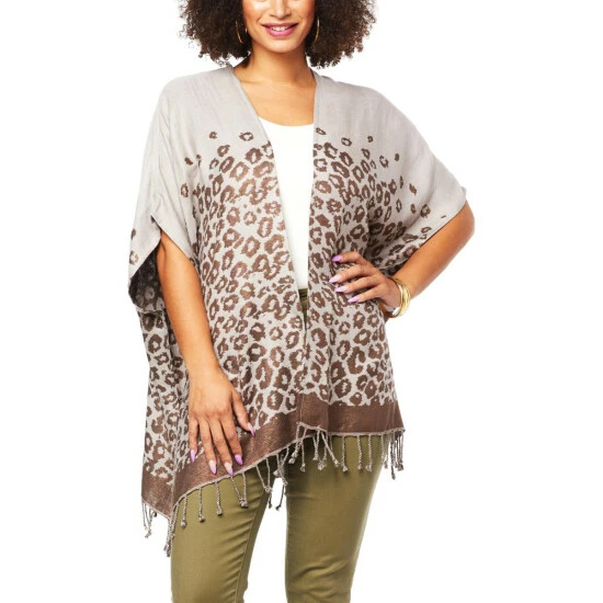 Wholesale ⭐ Colleen Lopez Collection "As Is" Colleen Lopez Reversible Ruana With Fringe Hem 🧨