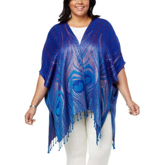 Wholesale ⭐ Colleen Lopez Collection "As Is" Colleen Lopez Reversible Ruana With Fringe Hem 🧨 - Image 4