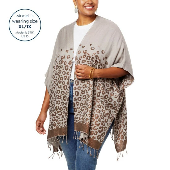 Wholesale ⭐ Colleen Lopez Collection "As Is" Colleen Lopez Reversible Ruana With Fringe Hem 🧨 - Image 6