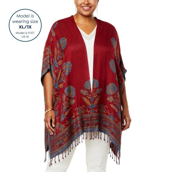 Wholesale ⭐ Colleen Lopez Collection "As Is" Colleen Lopez Reversible Ruana With Fringe Hem 🧨 - Image 8