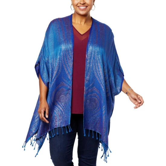 Wholesale ⭐ Colleen Lopez Collection "As Is" Colleen Lopez Reversible Ruana With Fringe Hem 🧨 - Image 9