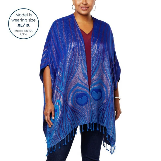 Wholesale ⭐ Colleen Lopez Collection "As Is" Colleen Lopez Reversible Ruana With Fringe Hem 🧨 - Image 10