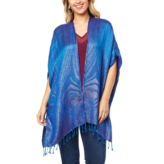 Wholesale ⭐ Colleen Lopez Collection "As Is" Colleen Lopez Reversible Ruana With Fringe Hem 🧨 - Image 11