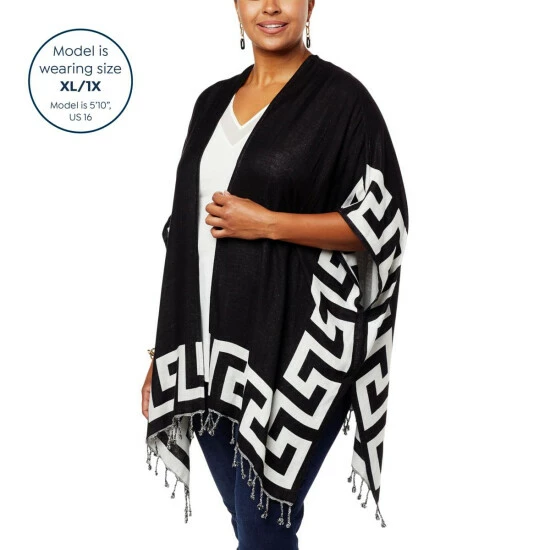 Wholesale ⭐ Colleen Lopez Collection "As Is" Colleen Lopez Reversible Ruana With Fringe Hem 🧨 - Image 12