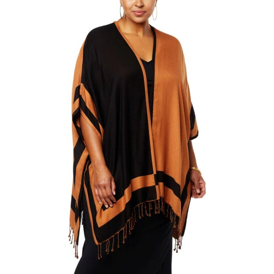 Wholesale ⭐ Colleen Lopez Collection "As Is" Colleen Lopez Reversible Ruana With Fringe Hem 🧨 - Image 13