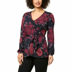 Buy ๐คฉ Colleen Lopez Collection Colleen Lopez Belted Wrap Blouse Pink Medallion โญ