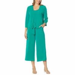 Deals 😀 Colleen Lopez Collection "As Is" Colleen Lopez 2-piece Easy Knit Jumpsuit And Cropped Cardigan 💯