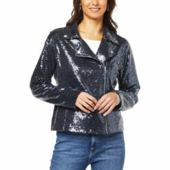 Outlet ✔️ Colleen Lopez Collection Colleen Lopez Luxe Sequin Moto Jacket Black 😀