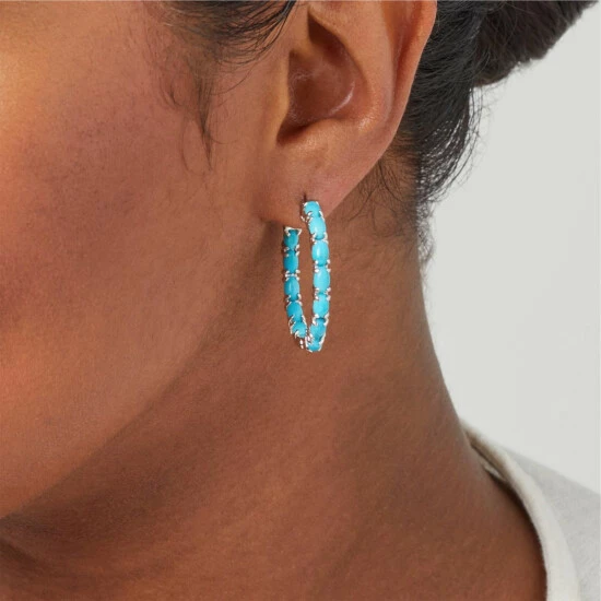 Best Pirce ๐ Colleen Lopez Collection Colleen Lopez Gemstone Inside-Outside Hoop Earrings Kingman Turquoise ๐ - Image 2