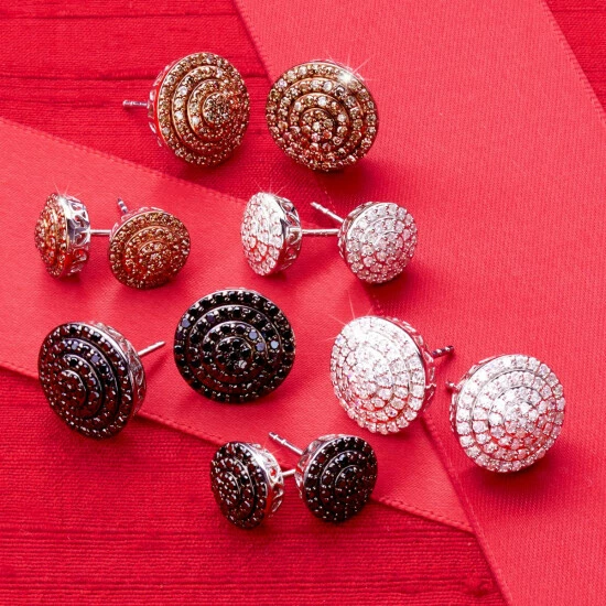 Best Pirce 🤩 Colleen Lopez Collection Colleen Lopez Pavé Diamond Sterling Silver Round Stud Earrings Champagne Diamond 🤩 - Image 6