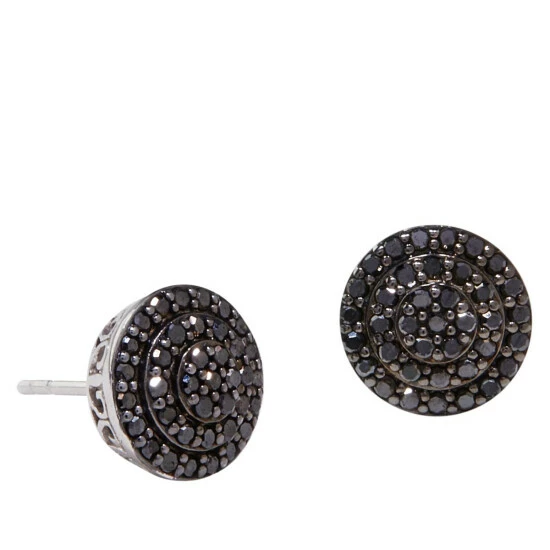 Best Pirce 🤩 Colleen Lopez Collection Colleen Lopez Pavé Diamond Sterling Silver Round Stud Earrings Champagne Diamond 🤩 - Image 7