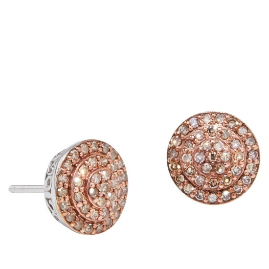 Best Pirce 🤩 Colleen Lopez Collection Colleen Lopez Pavé Diamond Sterling Silver Round Stud Earrings Champagne Diamond 🤩 - Image 8