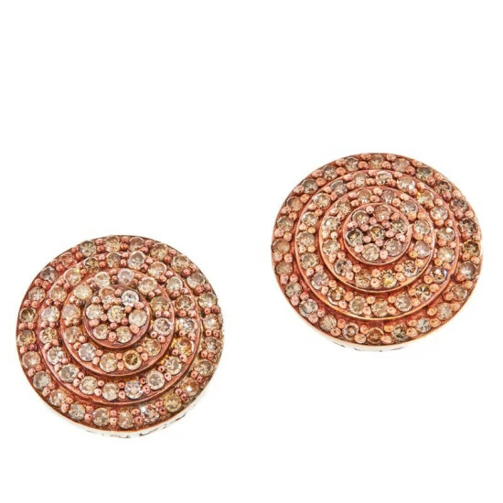 Best Pirce 🤩 Colleen Lopez Collection Colleen Lopez Pavé Diamond Sterling Silver Round Stud Earrings Champagne Diamond 🤩 - Image 10