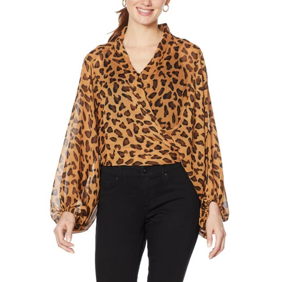 New 😉 Colleen Lopez Collection Colleen Lopez Printed Tie-Front Topper Pink/zebra 😀 - Image 3