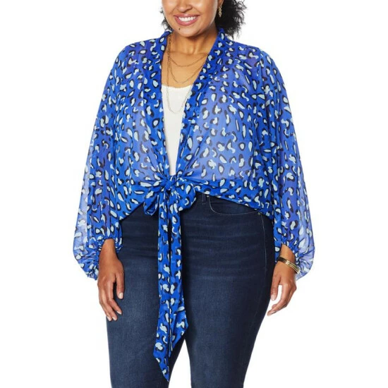 New 😉 Colleen Lopez Collection Colleen Lopez Printed Tie-Front Topper Pink/zebra 😀 - Image 6