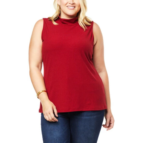 Cheapest 😉 Colleen Lopez Collection Colleen Lopez Ribbed Knit Mock Neck Tank Black 👏 - Image 2