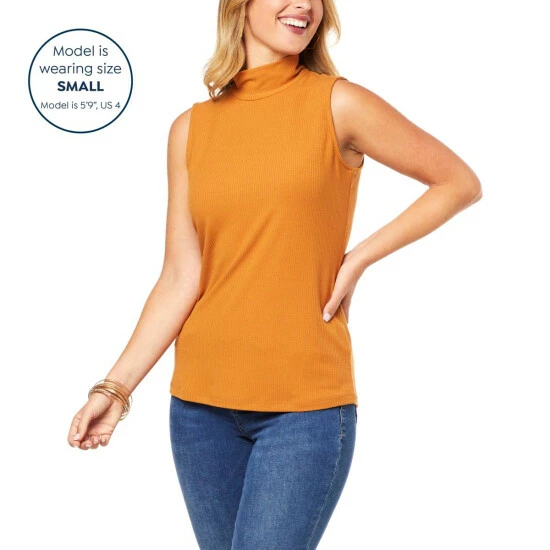 Cheapest 😉 Colleen Lopez Collection Colleen Lopez Ribbed Knit Mock Neck Tank Black 👏 - Image 8