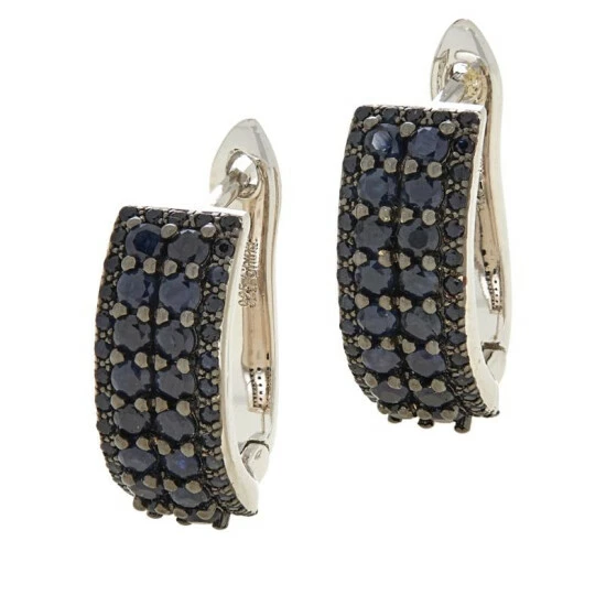 Buy π Colleen Lopez Collection Colleen Lopez 4-Row Gemstone Sterling Silver Leverback Earrings Black Sapphire π - Image 3