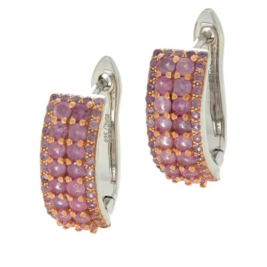 Buy π Colleen Lopez Collection Colleen Lopez 4-Row Gemstone Sterling Silver Leverback Earrings Black Sapphire π - Image 4