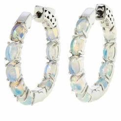 Buy 👏 Colleen Lopez Collection Colleen Lopez Sterling Silver Opal Inside-Outside Hoop Earrings ✔️