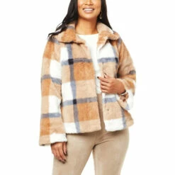 Outlet ❤️ Colleen Lopez Collection Colleen Lopez Bell-Sleeve Faux Fur Jacket With Pockets Berry 🎁