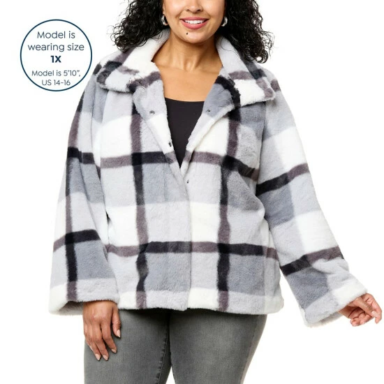 Outlet ❤️ Colleen Lopez Collection Colleen Lopez Bell-Sleeve Faux Fur Jacket With Pockets Berry 🎁 - Image 7