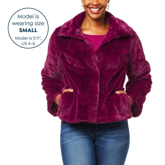 Outlet ❤️ Colleen Lopez Collection Colleen Lopez Bell-Sleeve Faux Fur Jacket With Pockets Berry 🎁 - Image 11