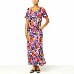 Outlet 🎉 Colleen Lopez Collection Colleen Lopez EveryWear Maxi 👗 Dress Coral Floral ✨