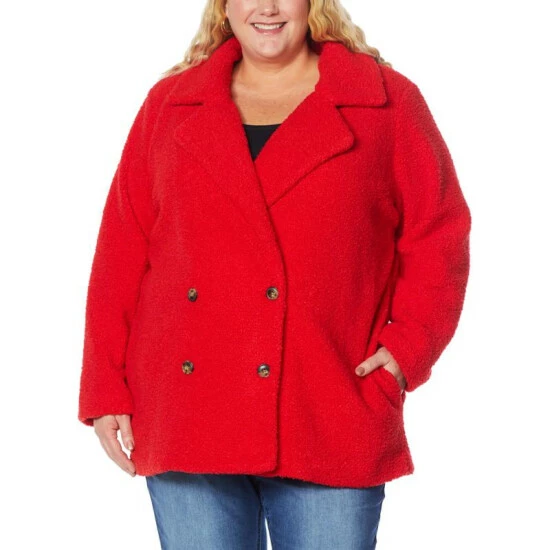 Wholesale ❤️ Colleen Lopez Collection Colleen Lopez Double-Breasted Faux Sherpa 🧥 Coat Black 🧨 - Image 8