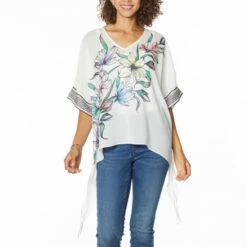 Wholesale ๐ฅฐ Colleen Lopez Collection Colleen Lopez Printed Poncho Top Hummingbird ๐