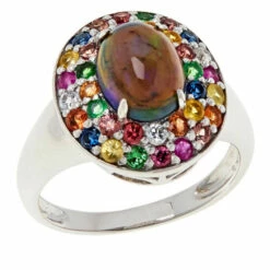 Hot Sale 😀 Colleen Lopez Collection Colleen Lopez Sterling Silver Black Opal And Multi Gemstone Ring ✔️