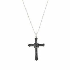 New 😀 Colleen Lopez Collection Colleen Lopez .99ctw Diamond Cross Pendant With Chain Black Diamond 🧨