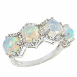 Flash Sale 👍 Colleen Lopez Collection Colleen Lopez Geometric Opal And White Zircon Band Ring ⌛