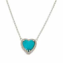 Cheapest 🛒 Colleen Lopez Collection Colleen Lopez Kingman Turquoise And White Zircon Heart Necklace 🔔