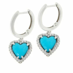 Flash Sale 👍 Colleen Lopez Collection Colleen Lopez Kingman Turquoise And White Zircon Heart Earrings ❤️