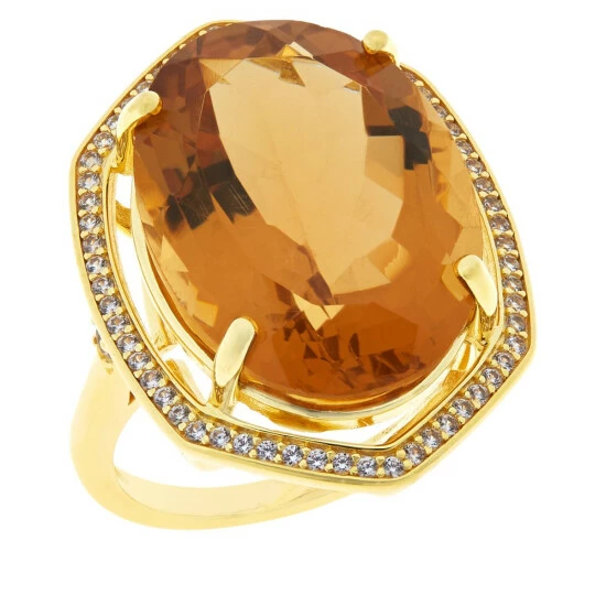 Best reviews of β€οΈ Colleen Lopez Collection Colleen Lopez Citrine And White Zircon Gold-Plated Cocktail Ring π