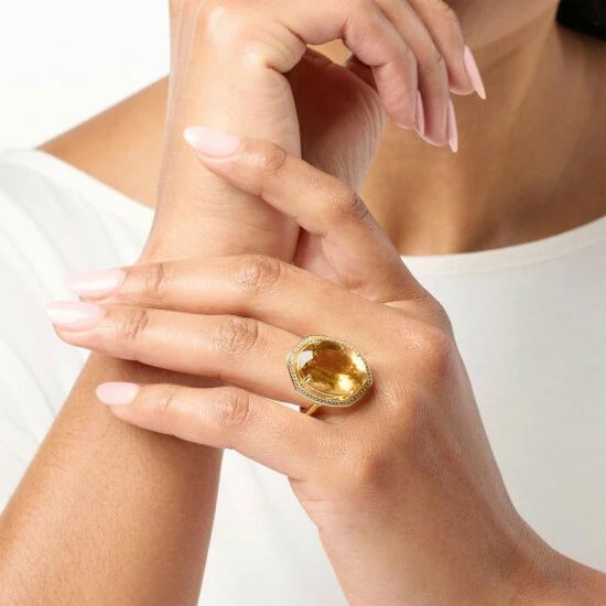 Best reviews of β€οΈ Colleen Lopez Collection Colleen Lopez Citrine And White Zircon Gold-Plated Cocktail Ring π - Image 2