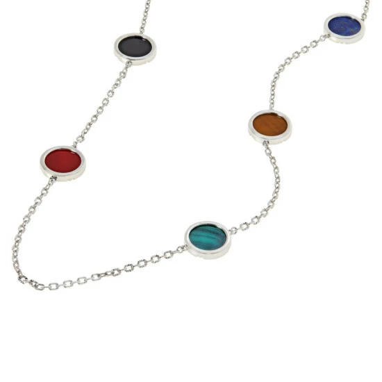 Buy 🔥 Colleen Lopez Collection Colleen Lopez Opaque Gemstone Station Sterling Silver Necklace Multigemstone 😉 - Image 2