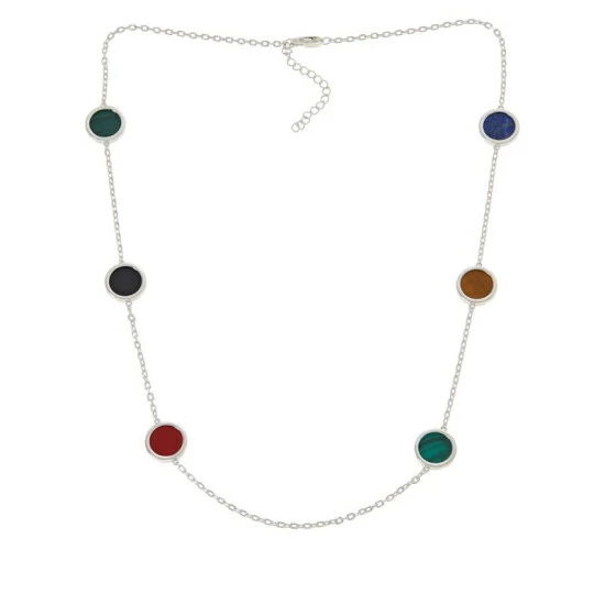 Buy 🔥 Colleen Lopez Collection Colleen Lopez Opaque Gemstone Station Sterling Silver Necklace Multigemstone 😉 - Image 5