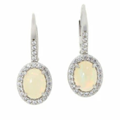 Best Sale 😀 Colleen Lopez Collection Colleen Lopez Opal And White Zircon Sterling Silver Leverback Earrings Blue Opal 🤩