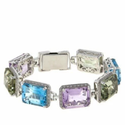 Cheap 🤩 Colleen Lopez Collection Colleen Lopez Octagonal-Cut Multigemstone Sterling Silver Bracelet 🧨