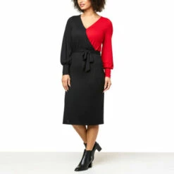 New ❤️ Colleen Lopez Collection Colleen Lopez Colorblock Hacci Knit 👗 Dress Bright Navy 🥰