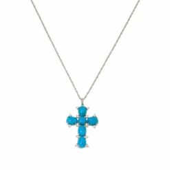 Buy 🔥 Colleen Lopez Collection Colleen Lopez Gemstone And White Zircon Cross Pendant With Chain Rainbow Moonstone ⌛
