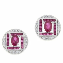 Best deal ⭐ Colleen Lopez Collection Colleen Lopez Glass-Filled Ruby And White Zircon Stud Earrings 😀