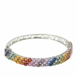 Cheap 🔔 Colleen Lopez Collection Colleen Lopez Multi-Sapphire Sterling Silver Hinged Bangle 😉
