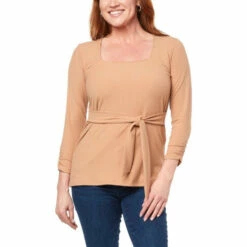 Wholesale 😉 Colleen Lopez Collection Colleen Lopez Square Neck Top With Attached Tie Navy 🔔