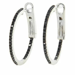 Promo 🎁 Colleen Lopez Collection Colleen Lopez .42ctw Diamond Inside-Outside Hoop Earrings Black Diamond 😀
