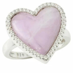 Best Pirce 👏 Colleen Lopez Collection Colleen Lopez Gemstone Heart And White Zircon Sterling Silver Ring Labradorite 🔔